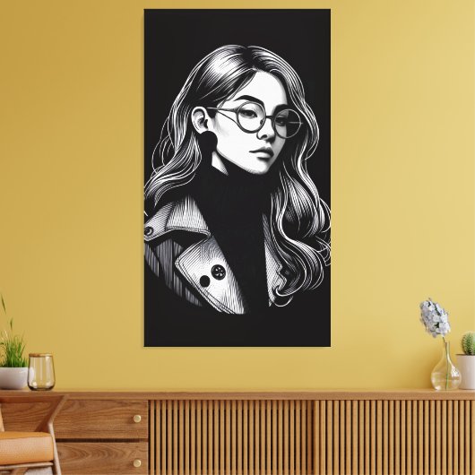 vectormeisje canvas afdruk (Insitu (Woonkamer))