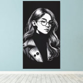 vectormeisje canvas afdruk (Insitu (Houten vloer))