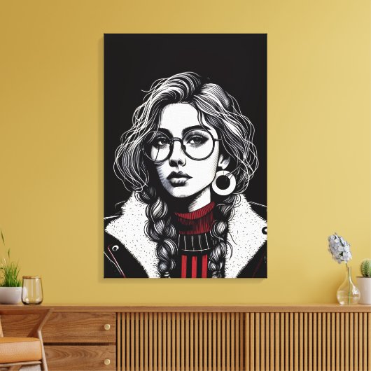 vectormeisje canvas afdruk (Insitu (Woonkamer))