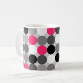 Vectorpatroon van roze zwarte en witte stippen koffiemok (Voorkant links)