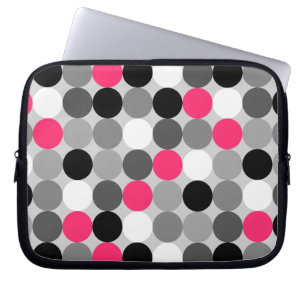 Vectorpatroon van roze zwarte en witte stippen laptop sleeve