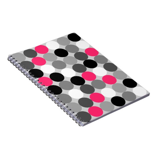 Vectorpatroon van roze zwarte en witte stippen notitieboek (Rechterzijde)