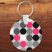 Vectorpatroon van roze zwarte en witte stippen sleutelhanger (Voorkant)