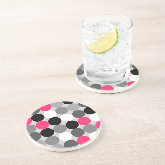 Vectorpatroon van roze zwarte en witte stippen zandsteen onderzetter (Zijkant)