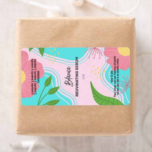 Vectorroze serumdruppelfleslabels etiket (Insitu)