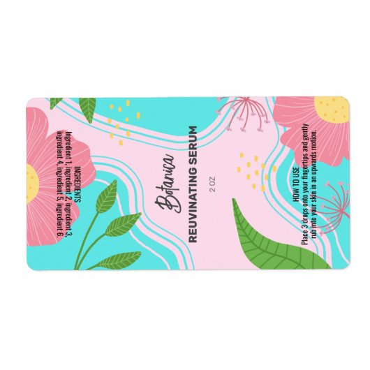Vectorroze serumdruppelfleslabels etiket (Voorkant)