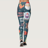 vectorschattige kerstelementen santa pinguïn leggings (Achterkant)