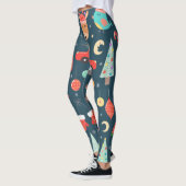 vectorschattige kerstelementen santa pinguïn leggings (Links)