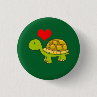 Vectorschildpad met hart ronde button 3,2 cm