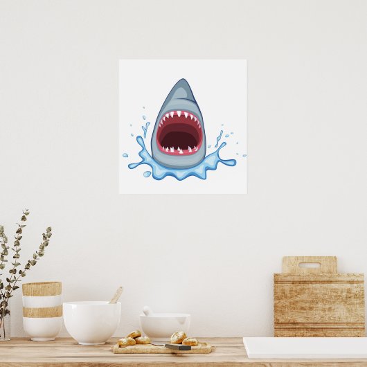 vectorstock_383155 Cartoon Shark Teeth hongerend Poster (Keuken)