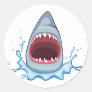 vectorstock_383155 Cartoon Shark Teeth hongerend Ronde Sticker
