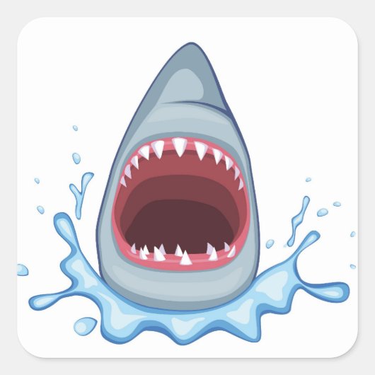 vectorstock_383155 Cartoon Shark Teeth hongerend Vierkante Sticker (Voorkant)