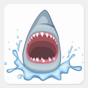 vectorstock_383155 Cartoon Shark Teeth hongerend Vierkante Sticker