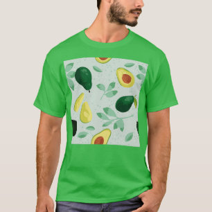 Vectorzomerpatroon met avocado-bloemen en -lea t-shirt