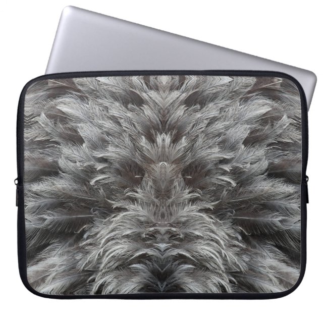 Vederachtige bontige pluis laptop sleeve (Voorkant)