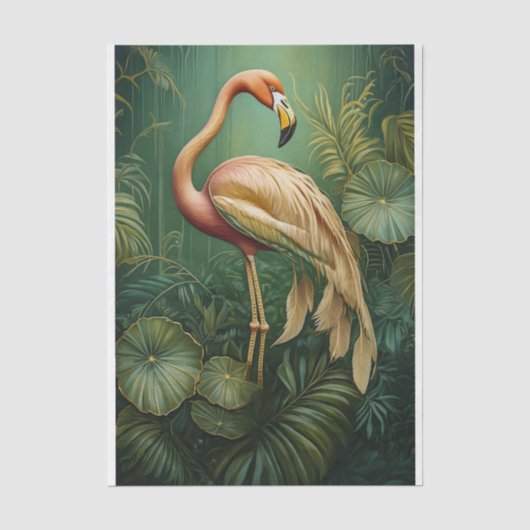 Vederachtige Flamingo Blush, Gedempte Botanische Tissuepapier (Voorkant)