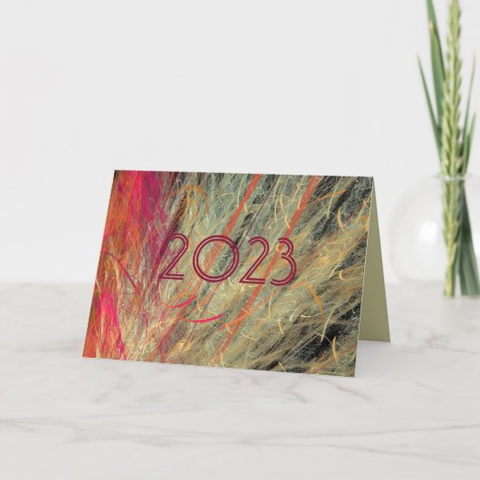 Vederachtige Fractal Nieuwjaar op maat  Feestdagen Kaart (Voorkant)