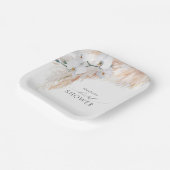 Vederig Pampasgras Witte Orchideeën Bruidsdouche Papieren Bordje (Gebogen)