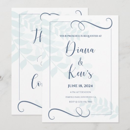 Vederlichte elegantie in witte veren letterkunst kaart (Voorkant / Achterkant)