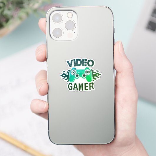 Vedio gamer designCustom-Cut Vinyl Sticker (Telefoon)