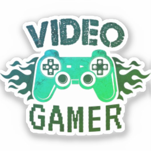 Vedio gamer designCustom-Cut Vinyl Sticker (Voorkant)