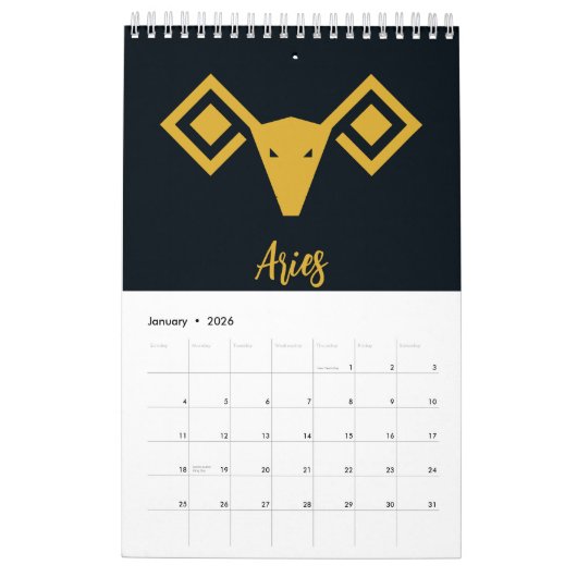 Vedische Zodiac Kalender in Geometrische Kunst (Jan 2026)