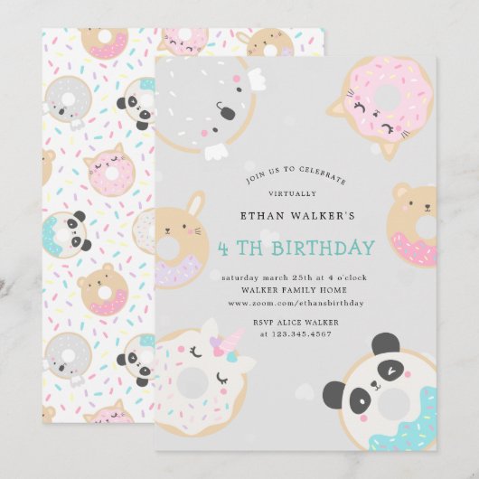 vee doneert virtuele verjaardagsfeestje kaart (Voorkant / Achterkant)