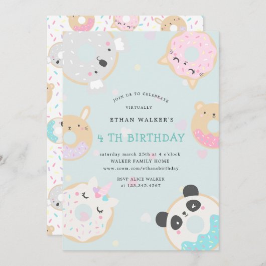 vee doneert virtuele verjaardagsfeestje kaart (Voorkant / Achterkant)