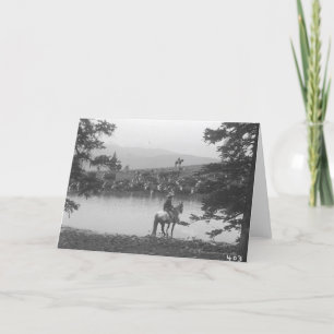 Vee door een vijver met twee cowboys kaart