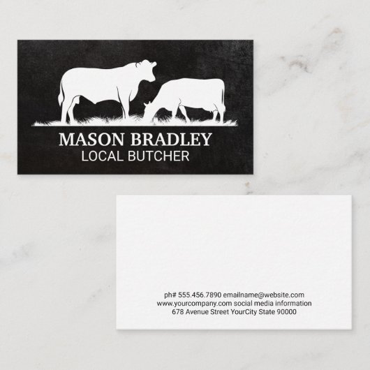 Vee eet gras op het Boerderij Visitekaartje (Voorkant / Achterkant)