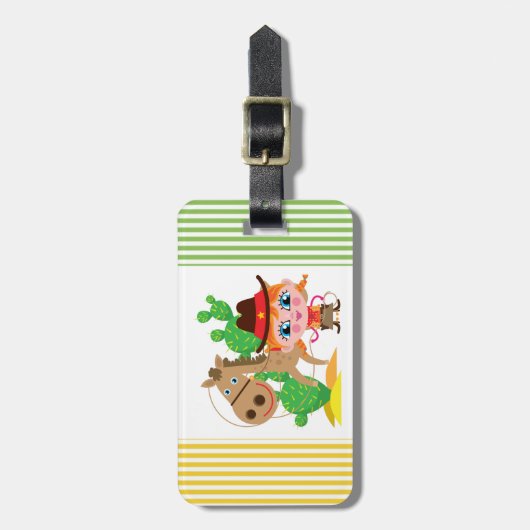 Veedrijfster en Paard Bagagelabel (Voorkant verticaal)