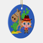 Veedrijfster en Paard Keramisch Ornament (Rechts)