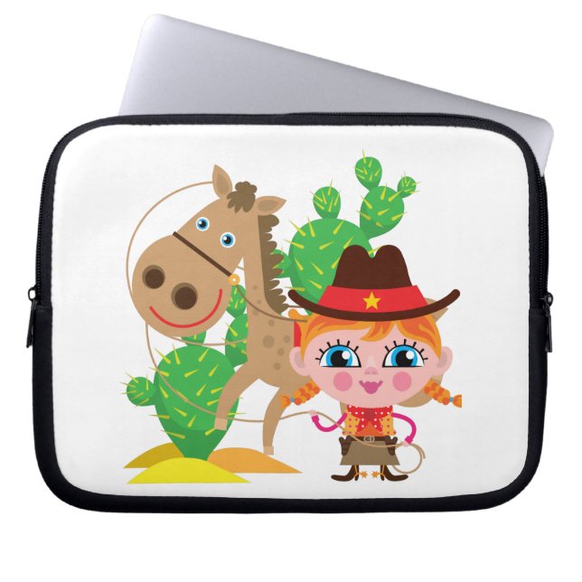 Veedrijfster en Paard Laptop Sleeve (Voorkant)