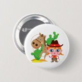 Veedrijfster en Paard Ronde Button 5,7 Cm (Voorkant /achterkant)