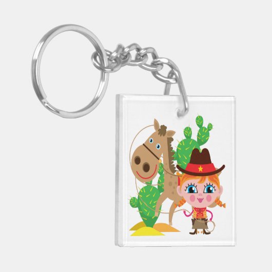 Veedrijfster en Paard Sleutelhanger (Voorkant Links)