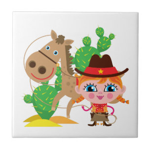 Veedrijfster en Paard Tegeltje