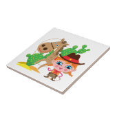 Veedrijfster en Paard Tegeltje (Zijkant)