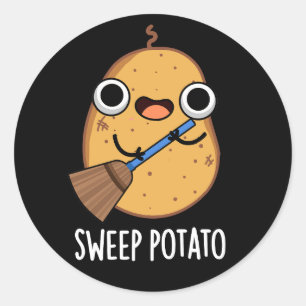 Veeg Aardappel Grappig zoete aardappel Pun Dark BG Ronde Sticker