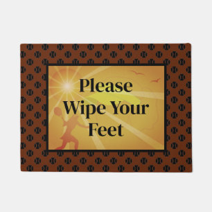 Veeg alsjeblieft je voeten oranje bruin tennis wel deurmat
