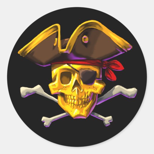 Veeg de Gold sticker Gold Skull zwart (Voorkant)