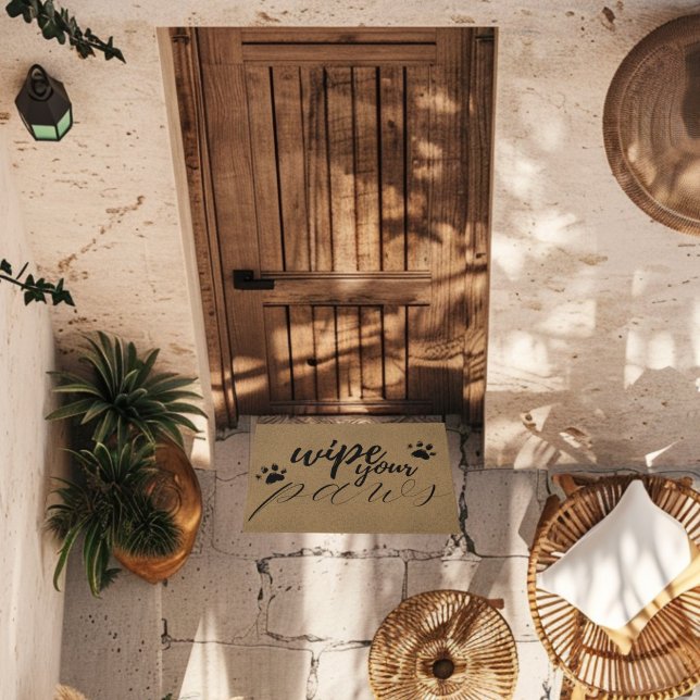 Veeg je poten grappig huisdier typografie bruin vo deurmat (Creator heeft geüpload)