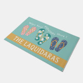 Veeg je Teenslippers hier weg, strand decor mat (Schuin)