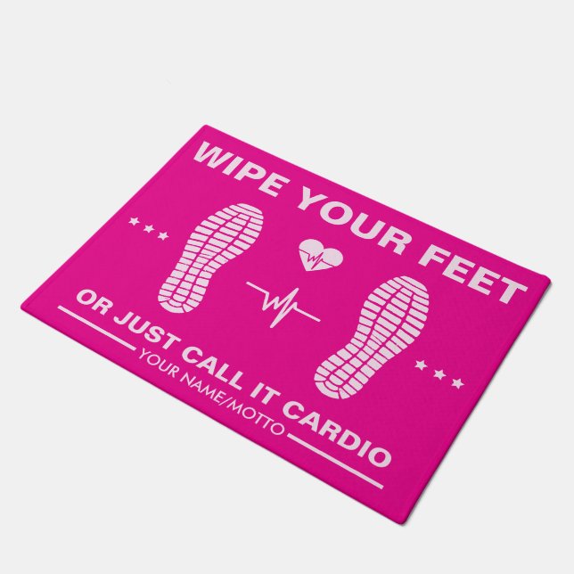 Veeg je voeten af - Fun Pink Cardio Gym Deurmat (Schuin)