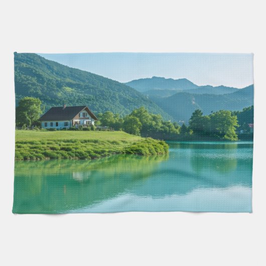 Veeg met verwondering - Lakeside Calm voor uw Theedoek (Horizontaal)