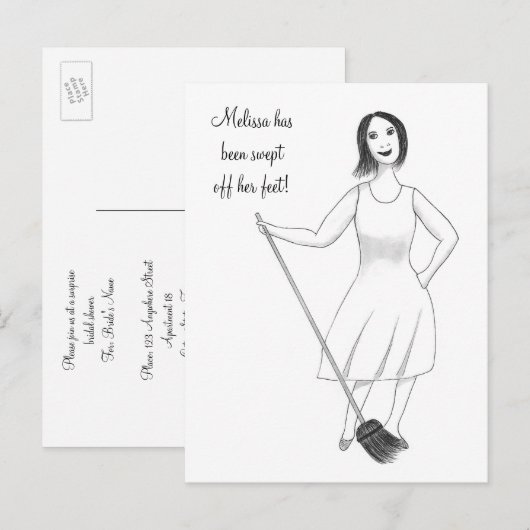 Veeg van haar voeten Vrijgezellenfeest Nodig Brief Uitnodiging Briefkaart (Voorkant / Achterkant)