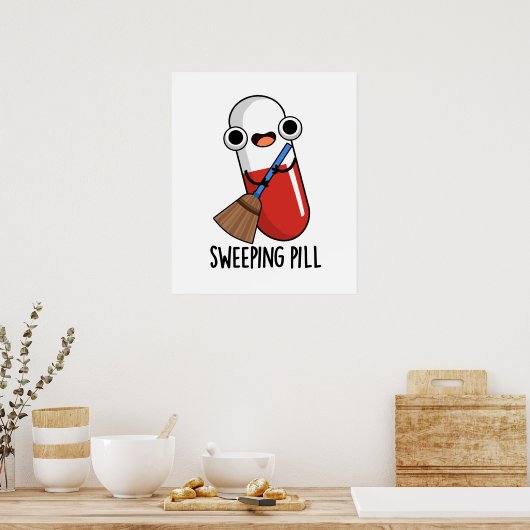 Veegpil Grappig medicijn Pun Dark BG Poster (Keuken)
