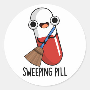 Veegpil Grappig medicijn Pun Dark BG Ronde Sticker