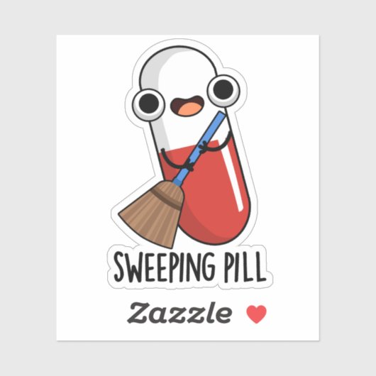 Veegpil Grappig medicijn Pun Dark BG Sticker (Vel)