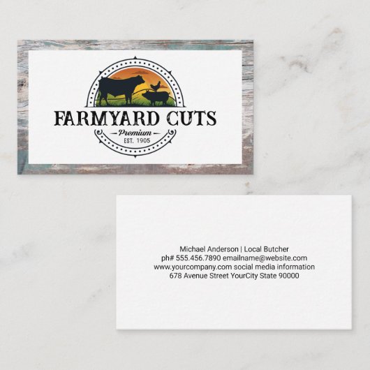 Veehouderij Boerderij | Rand hout Visitekaartje (Voorkant / Achterkant)
