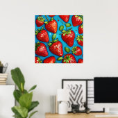 veel aardbeien fruit, schilderen, poster (Thuiskantoor)